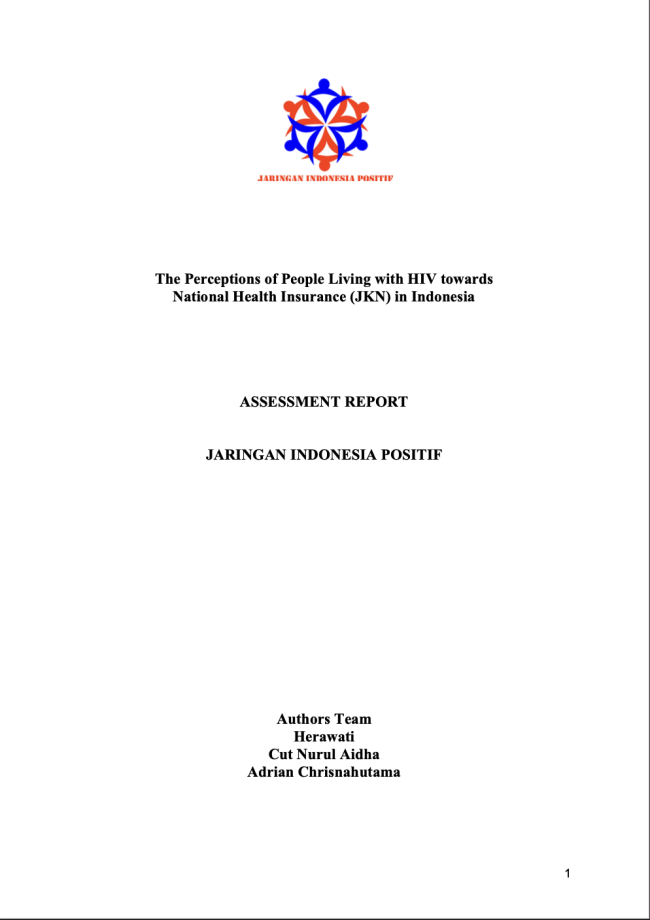 Assessment Report: The Perceptions of People Living with HIV towards National Health Insurance (JKN) in Indonesia